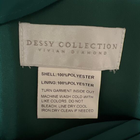 Dessy Collection Off-the Shoulder Draped Chiffon Maxi Dress Hunter Green Size 16 - Picture 16 of 16
